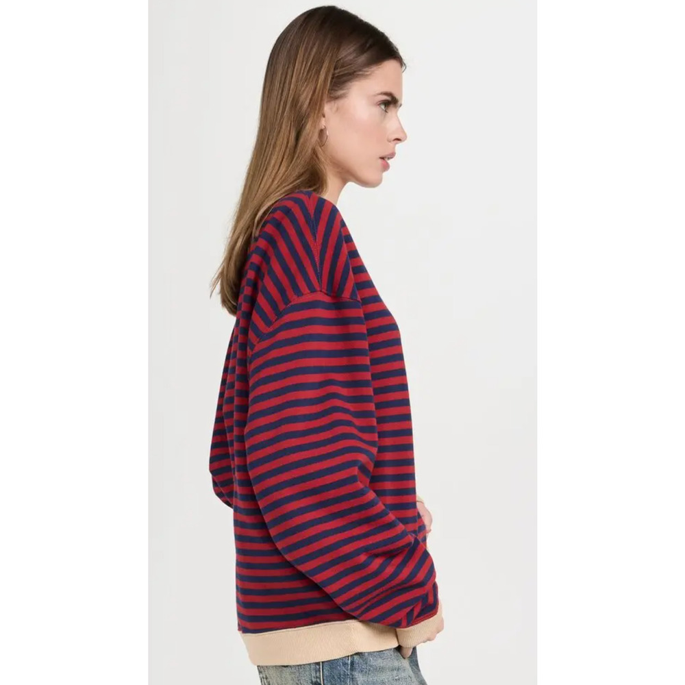 NEW FREE PEOPLE NAUTICAL COMBO CLASSIC STRIPED OVERSIZED CREWNECK SWEATSHIRT L - Picture 4 of 9